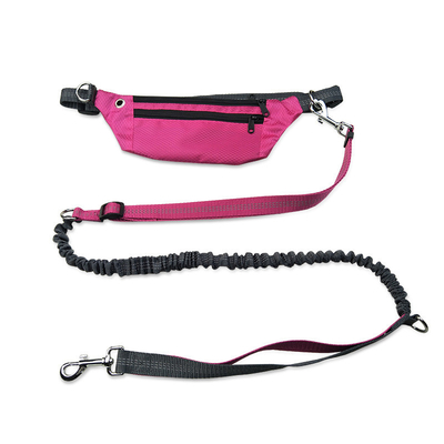 Pet Reflective Hands Free Leash With Waist Bag And Telescopic Adjustment For Dog Sports Running Leash