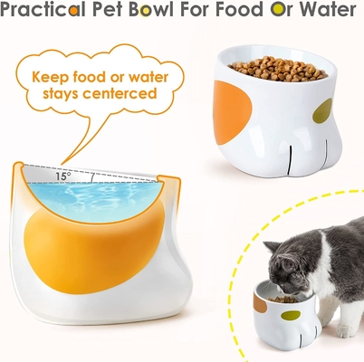 Raised Ceramic Food Water Bowl ABS For Cat Reduce Neck Burden
